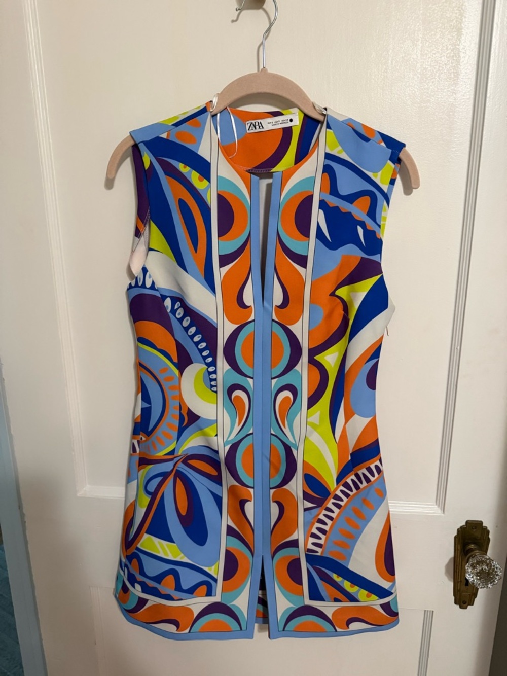 Zara Vibrant Psychedelic Sleeveless Vest - Blue Orange Lime Purple